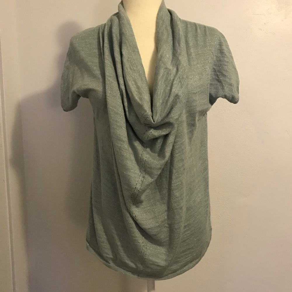 Anthropologie Knitted & Knotted Blue Cowl neck Top